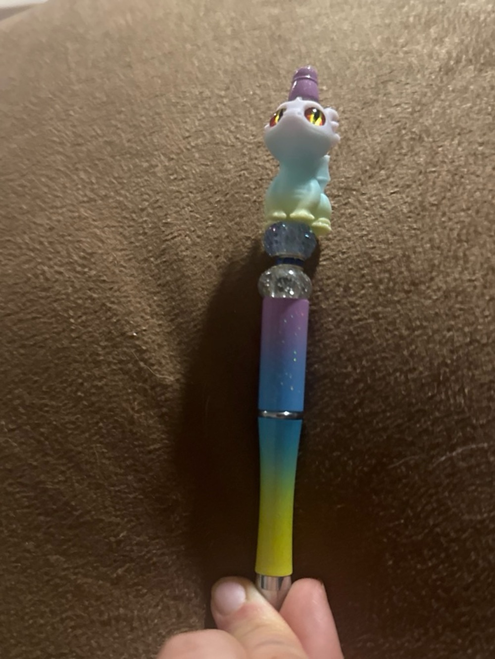 Cute Rainbow Unicorn Cat Kids Pen - Purple Blue Yellow